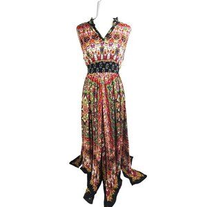Bila BEAUTIFUL Boho Empire Cut Sharkbite Hem Black Sleeveless Maxi Dress